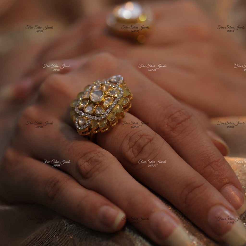 925 silver shloka polki ring finesilverjewels