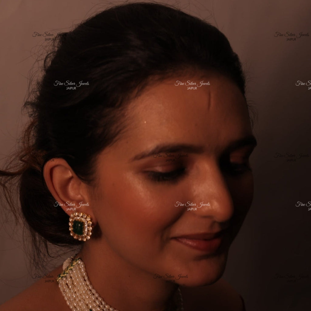 MASPARA POLKI EMERALD STUD EARRING finesilverjewels