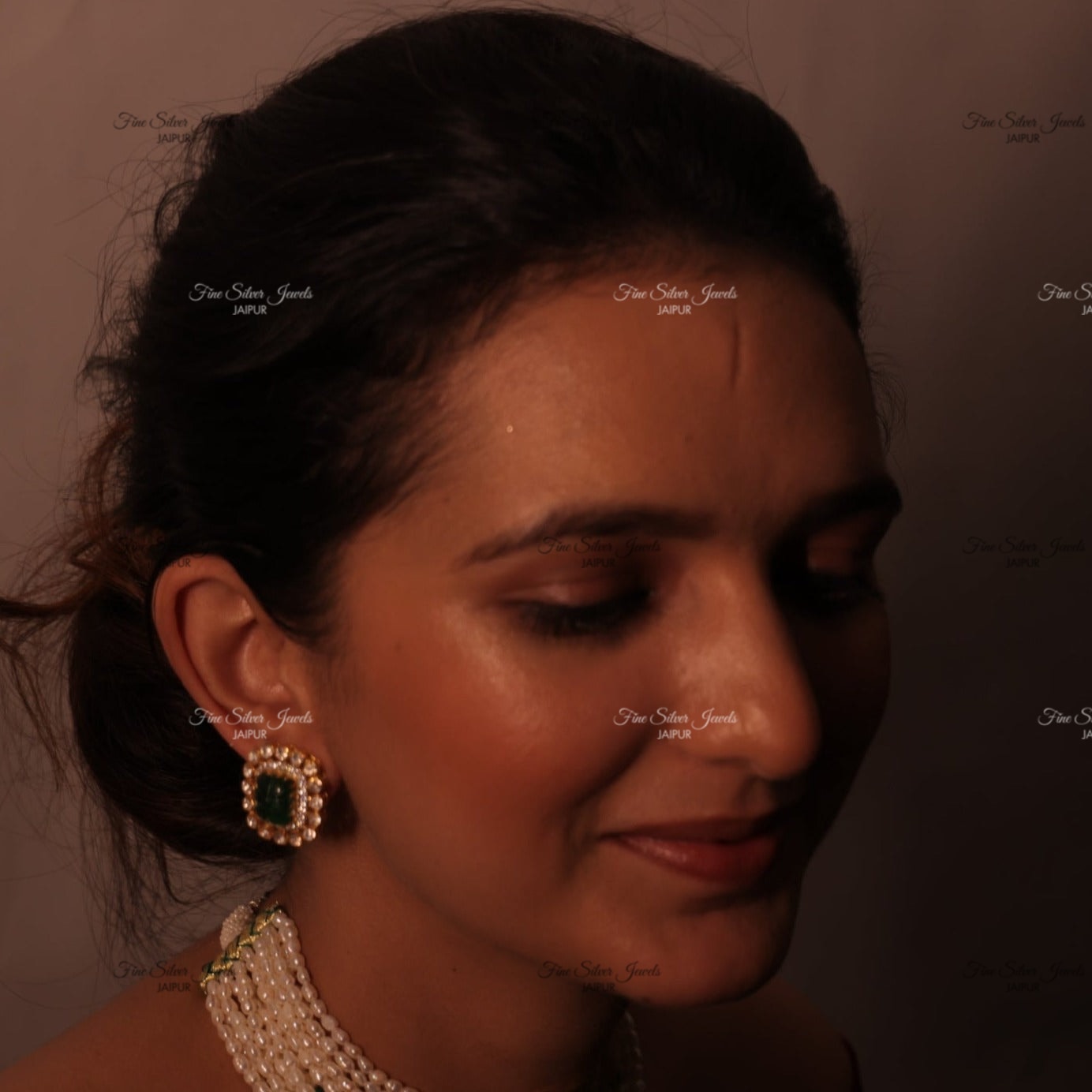 MASPARA POLKI EMERALD STUD EARRING finesilverjewels