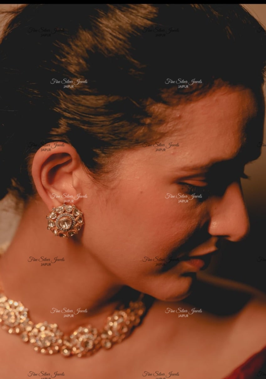 92.5 silver sia polki necklace set finesilverjewels