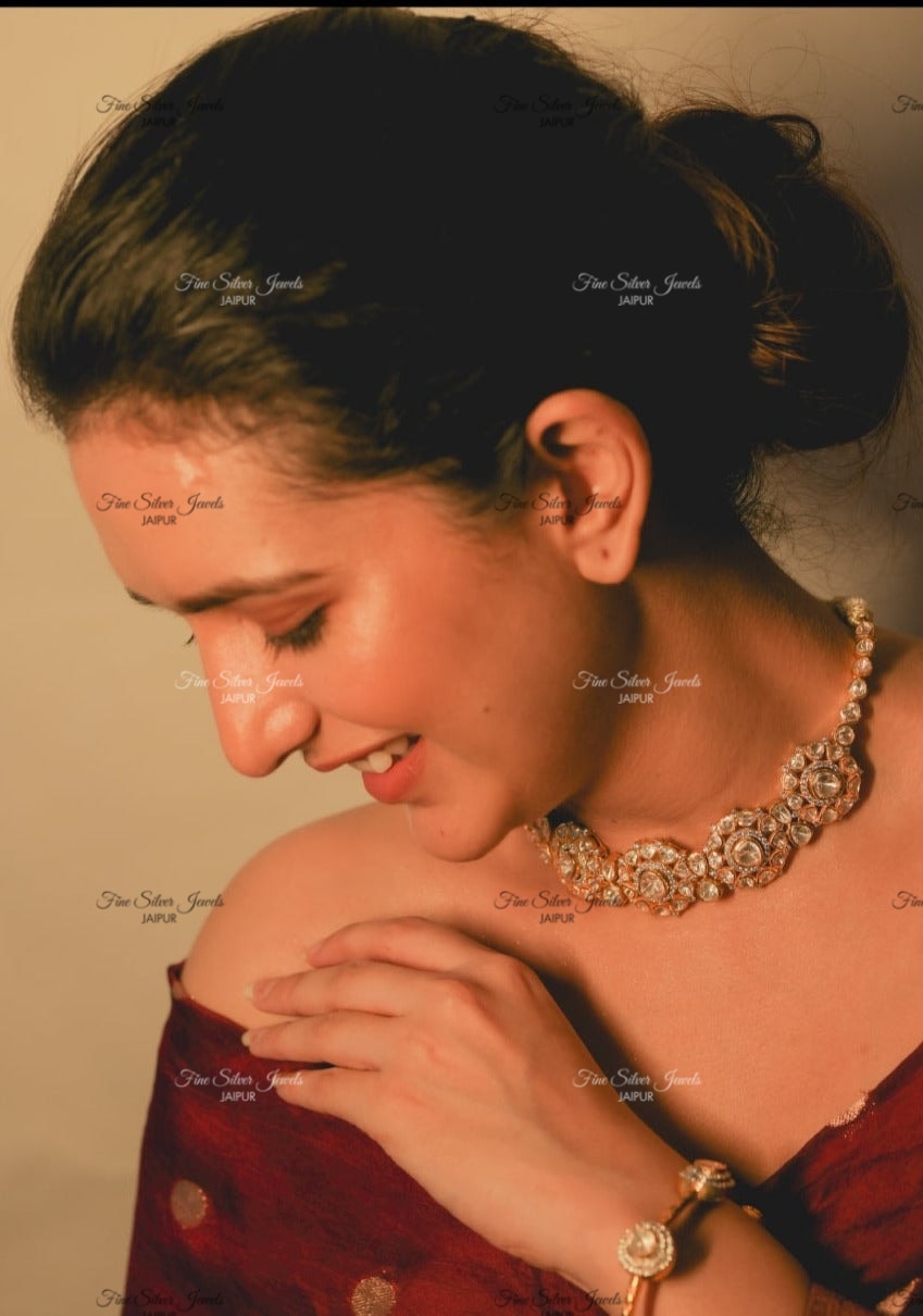 92.5 silver sia polki necklace set finesilverjewels