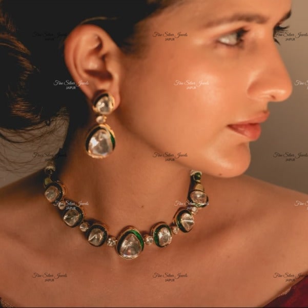 NAYRA POLKI MEENA NECKLACE finesilverjewels