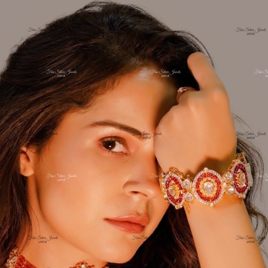 925 Silver Bridal polki Bangle finesilverjewels