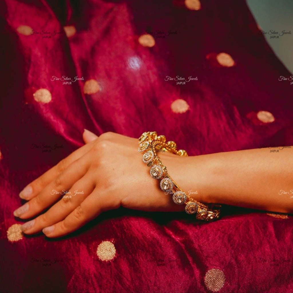 925 Silver Rajwada Polki Bangle finesilverjewels