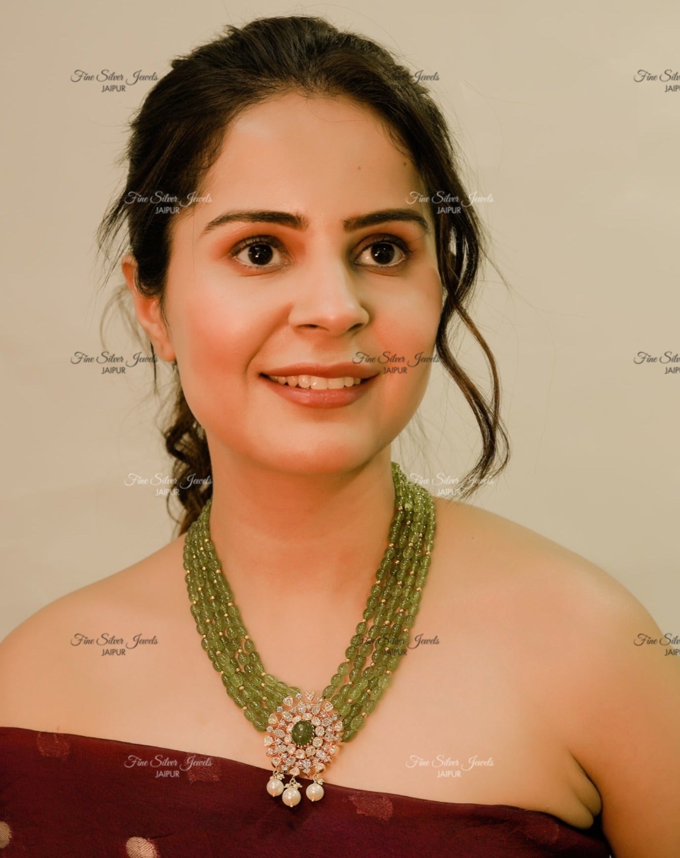 925 silver Chitra polki necklace finesilverjewels