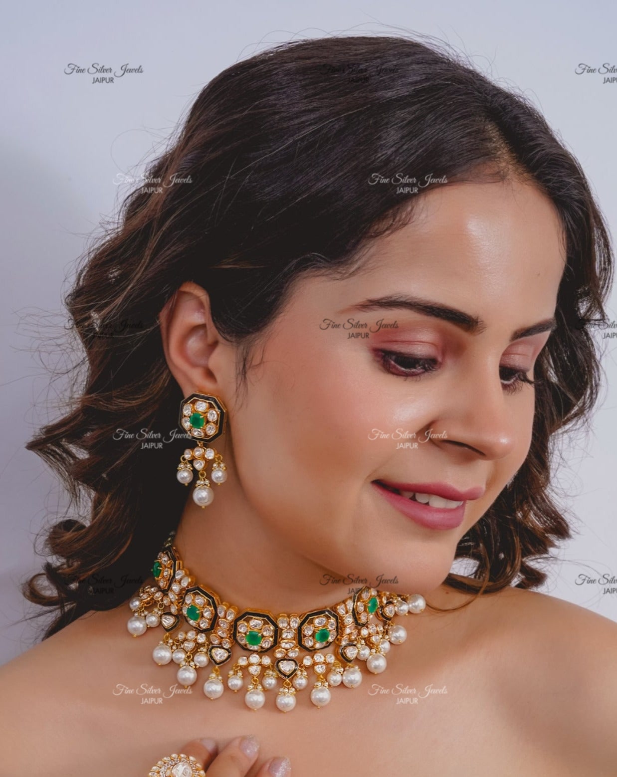 92.5 Silver Shloka Necklace set finesilverjewels