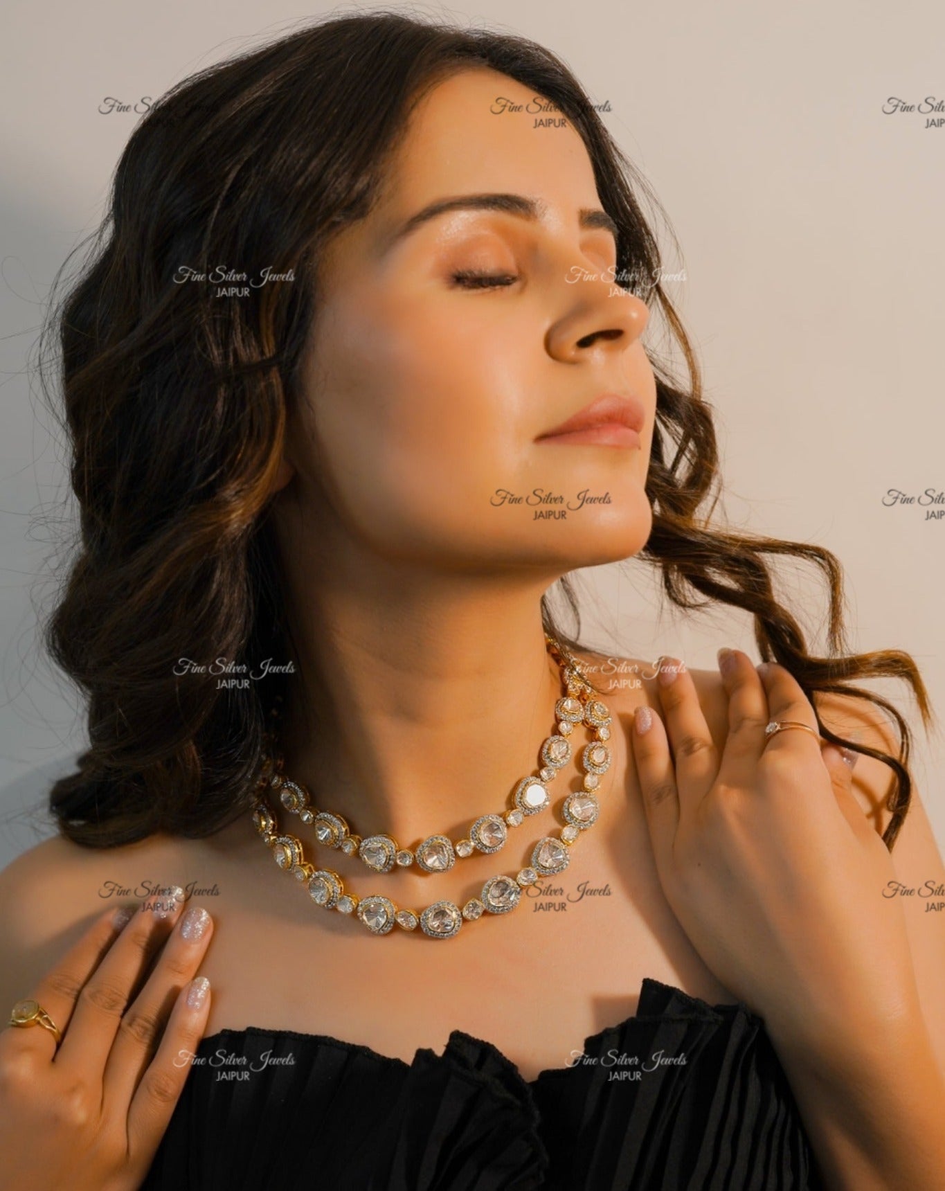 925 Silver Regal Polki Necklaces finesilverjewels