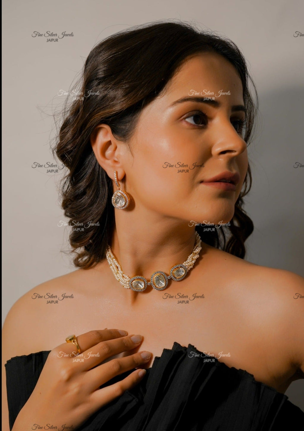 92.5 silver Raavi polki choker finesilverjewels