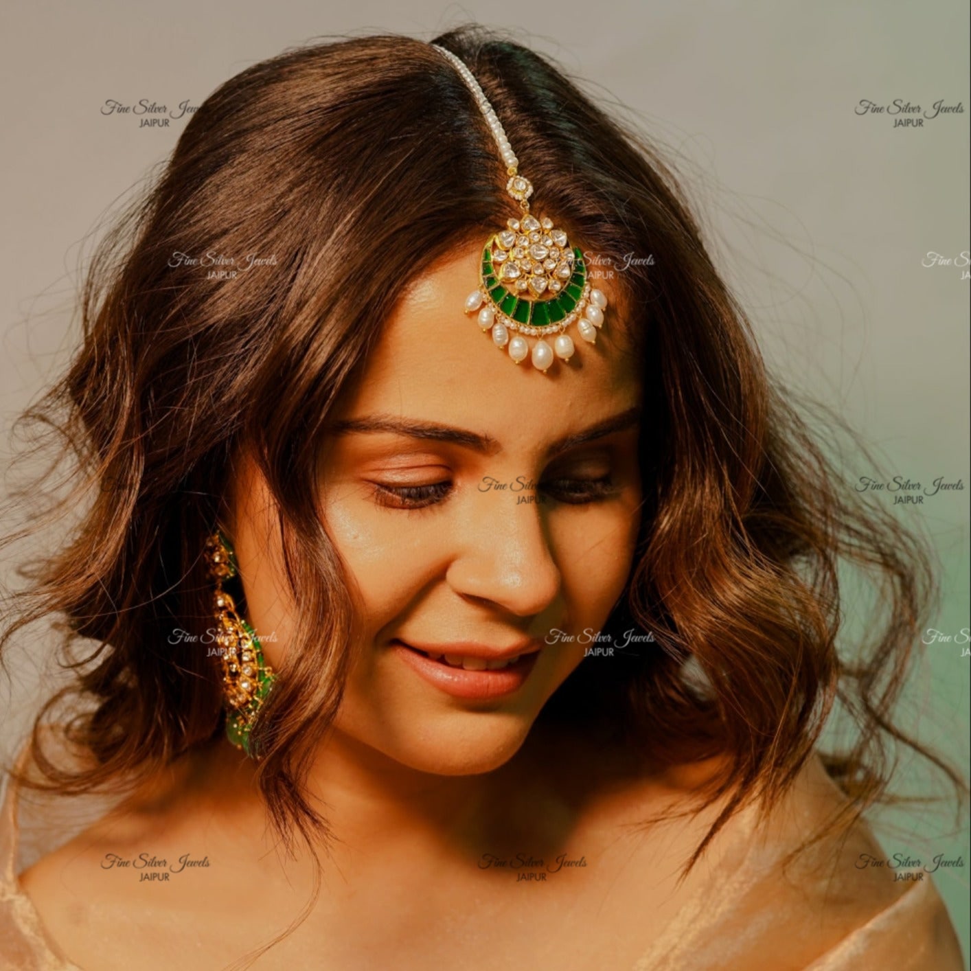 925 Silver Meena Polki Mangtikka finesilverjewels