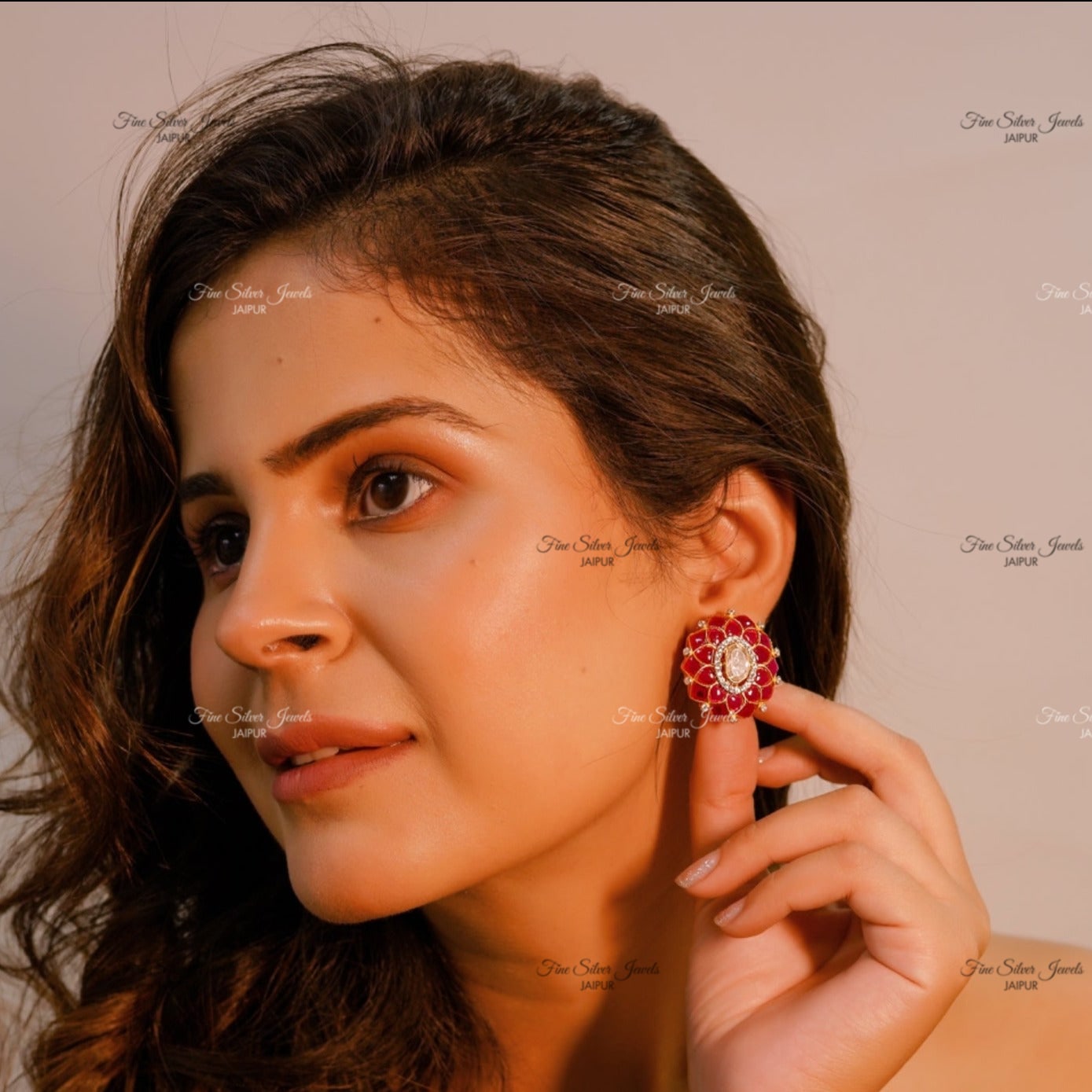 925 Silver Noor Polki Earrings finesilverjewels