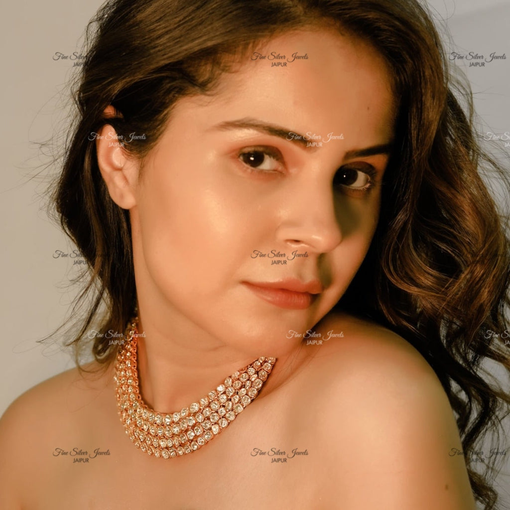925 Silver Polki Necklace