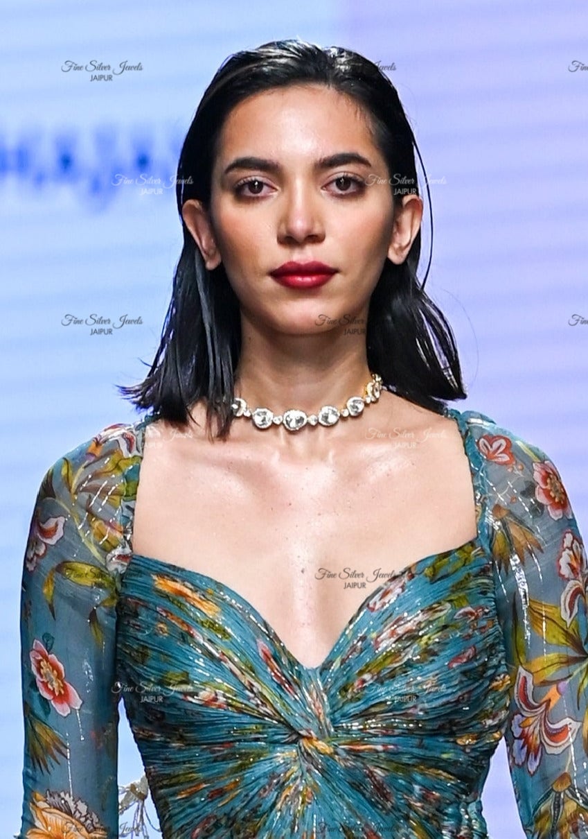 925 Silver Noor Polki Necklace