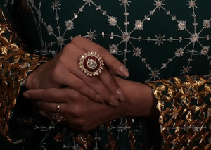 925 Silver Amber polki Ring