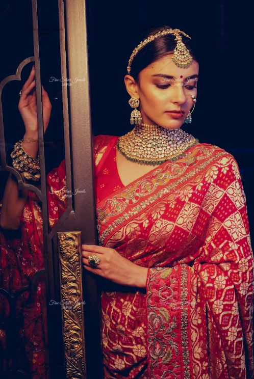 92.5 Silver Bridal polki Necklace set