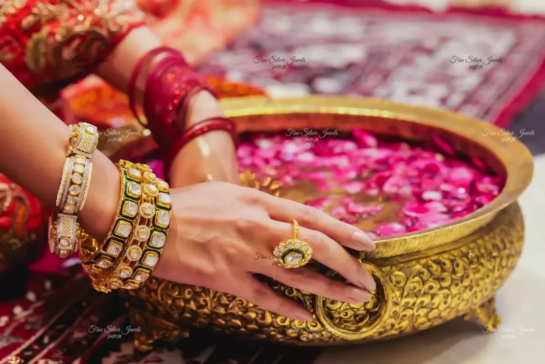 925 Silver Rajwada Polki Bangle