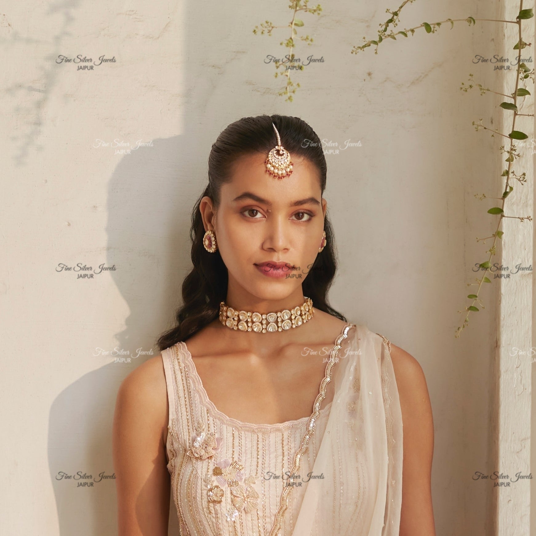 925 Silver Red Pearl Mangtikka