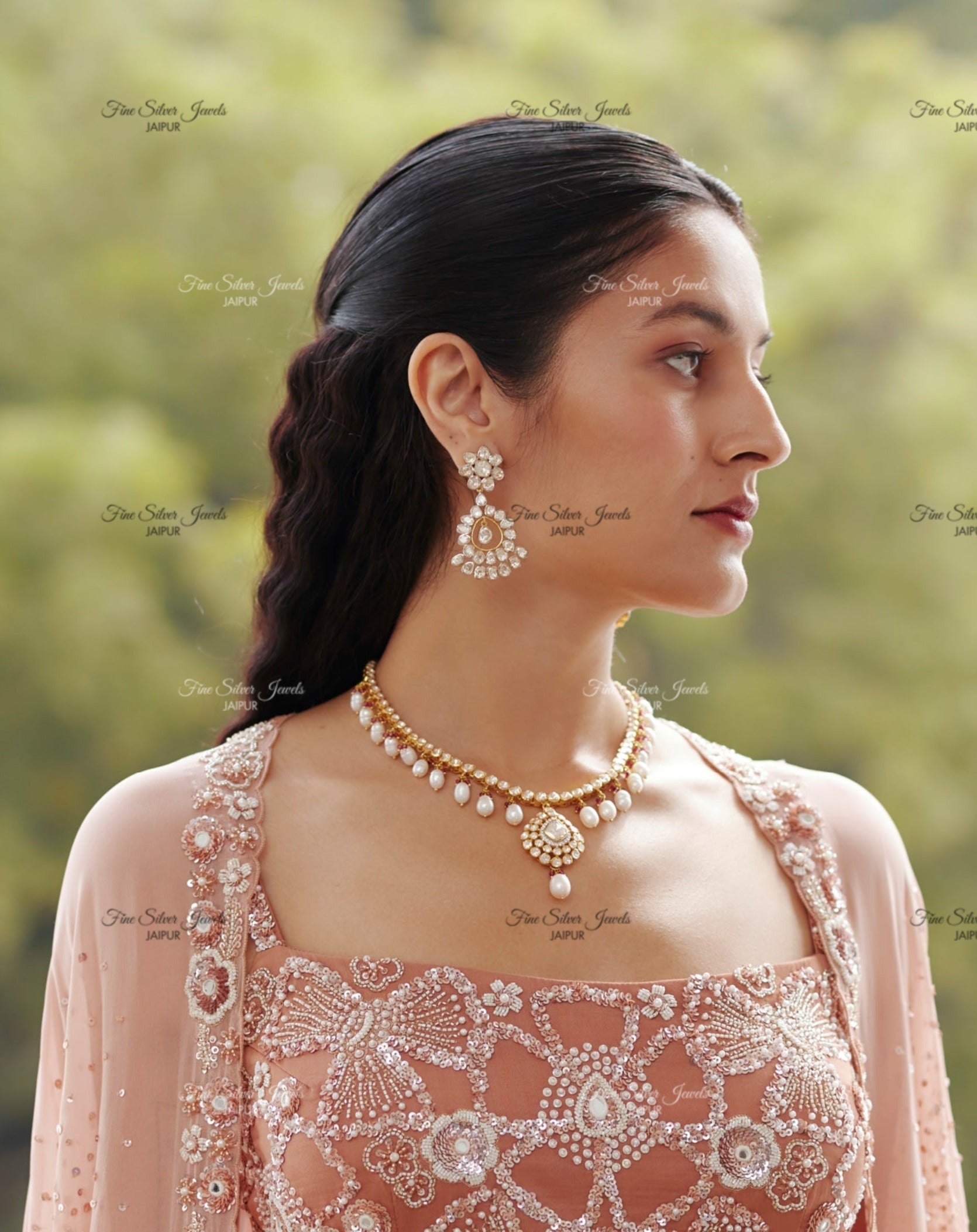 925 silver Veer bridesmaid necklace