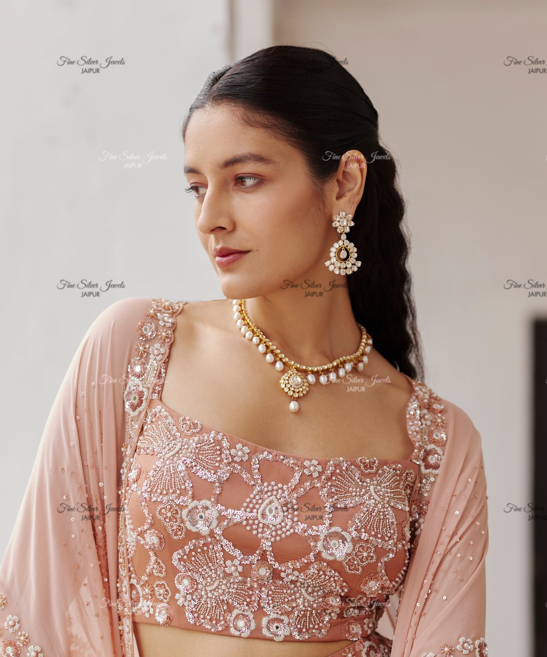 925 Silver Pari Polki Earrings