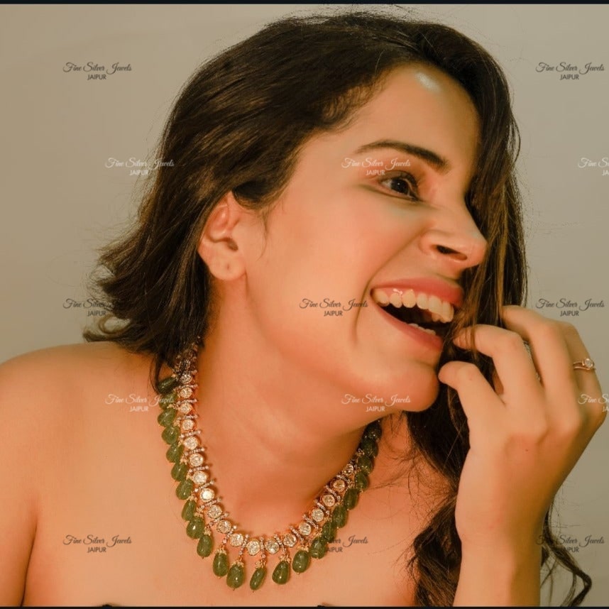 925 Silver Preet Polki Necklace