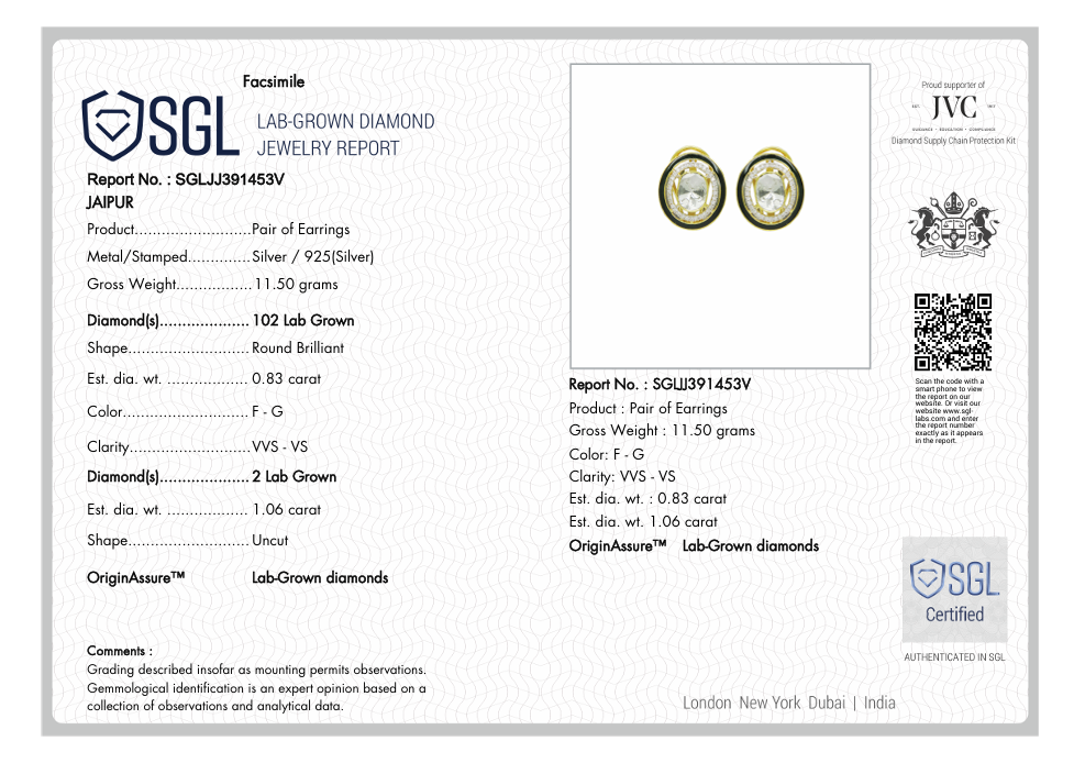 925 Silver Damini Lab Grown Earring