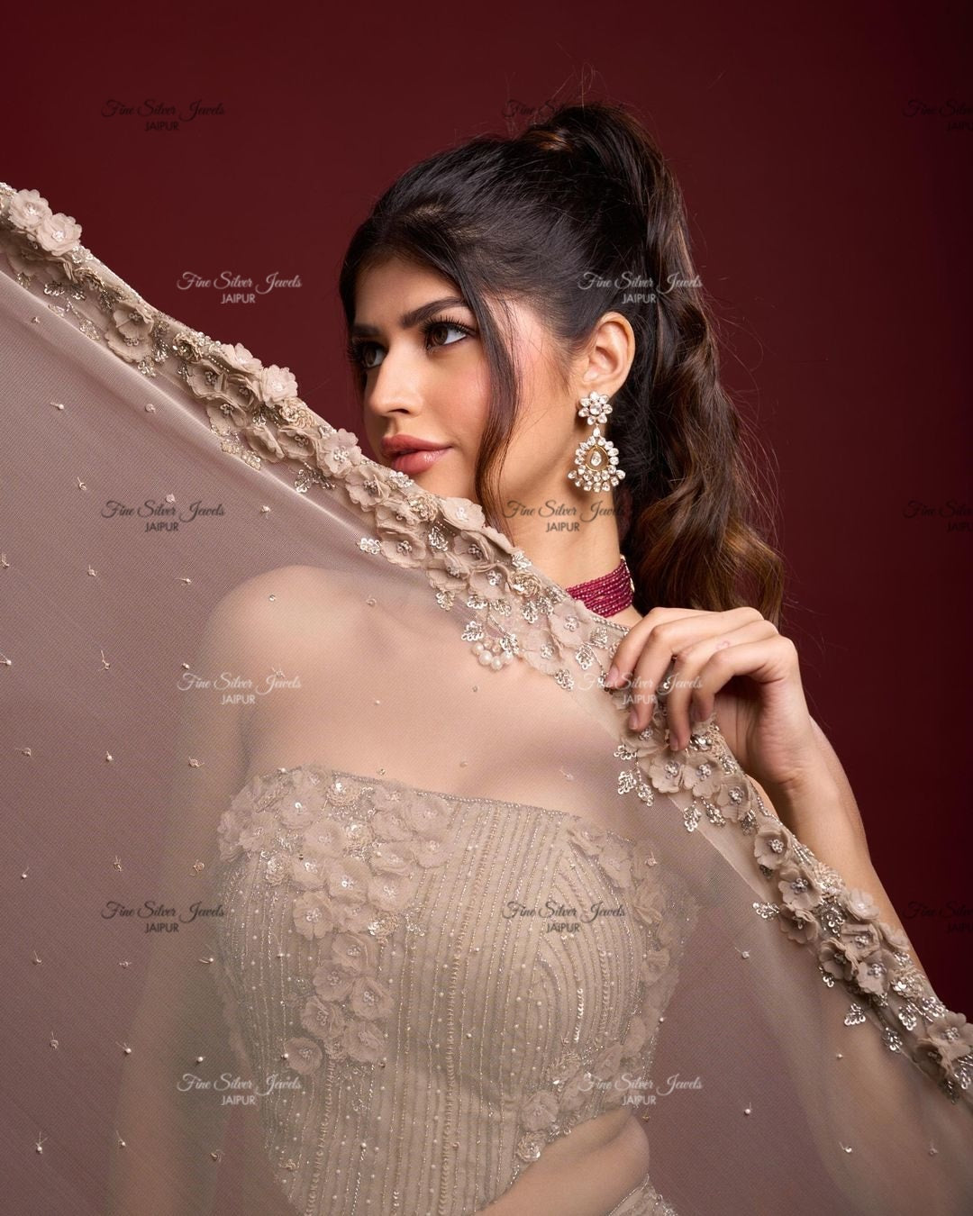 925 Silver Pari Polki Earrings