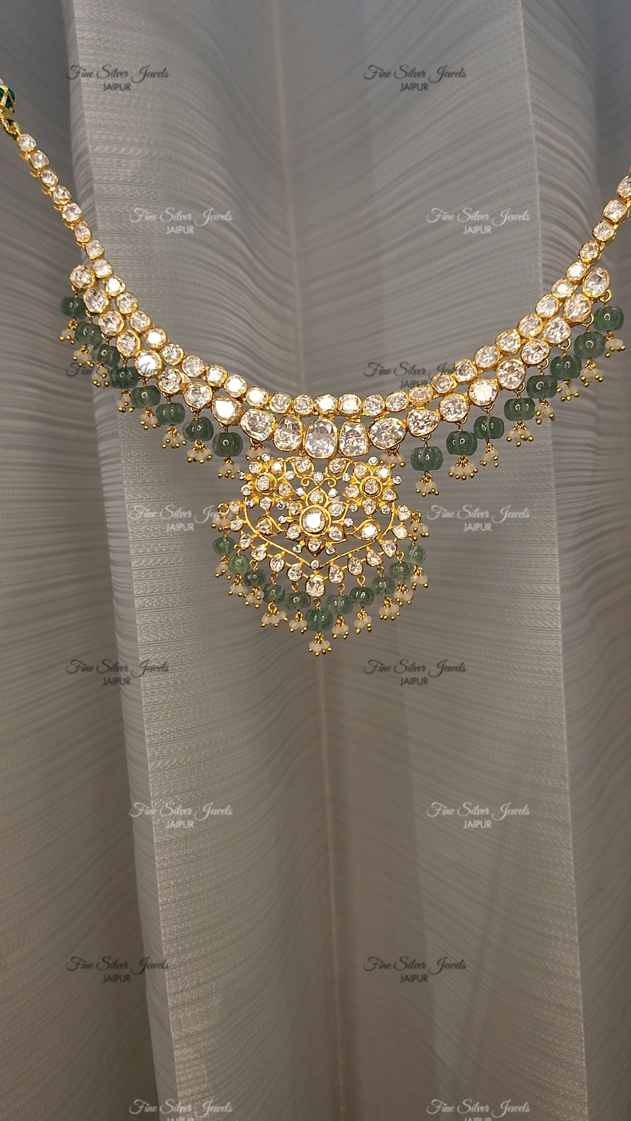 925 Silver Rooh Polki Necklace