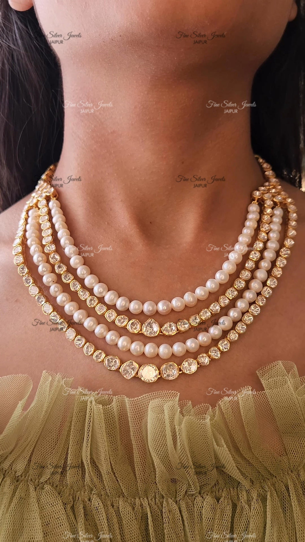 925 Silver Tiana Polki Necklace