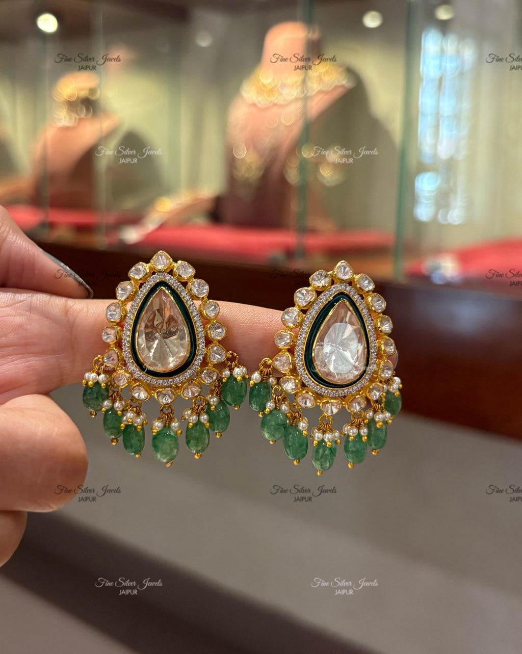 92.5 Silver Charm Polki Earring