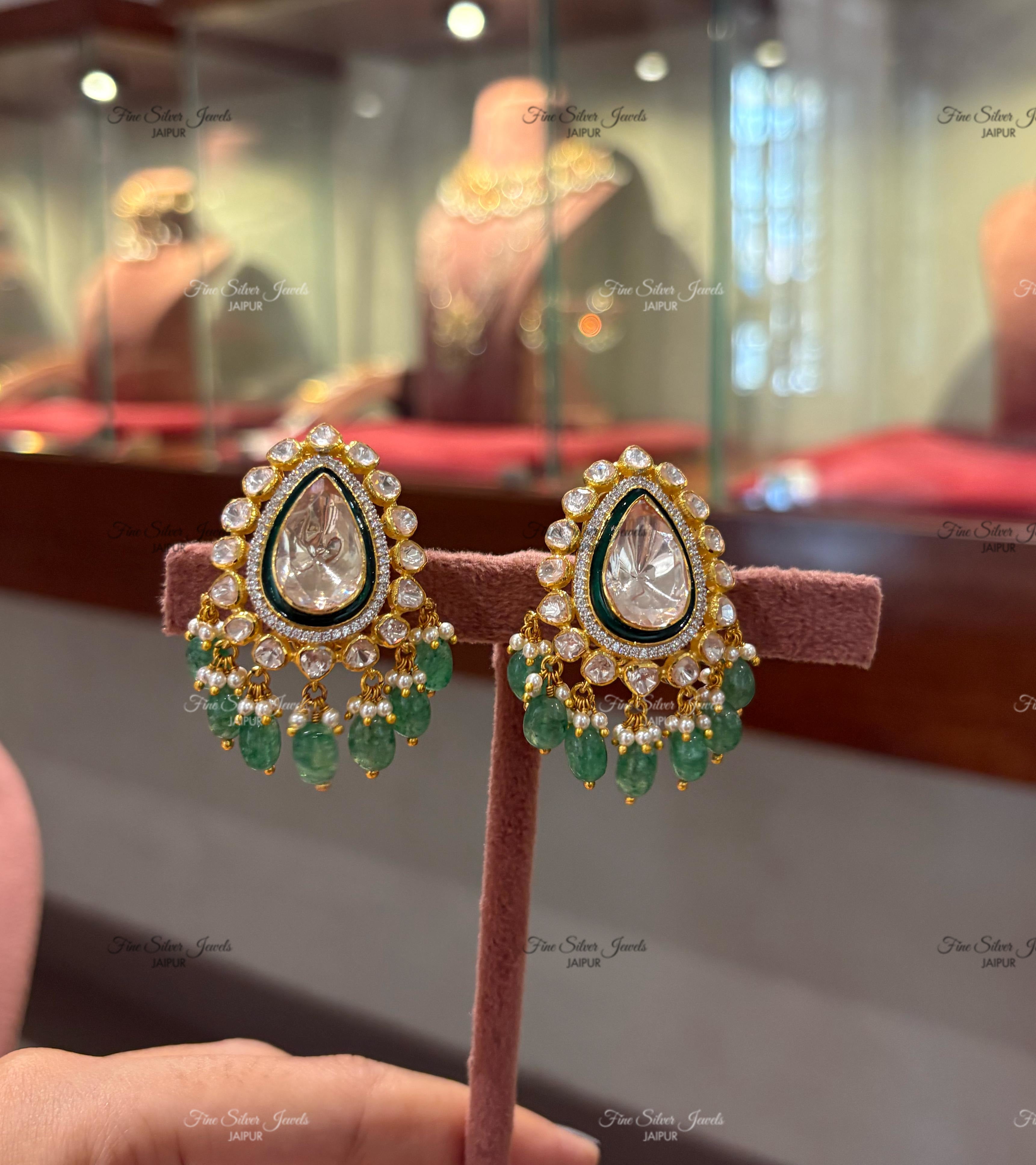 92.5 Silver Charm Polki Earring