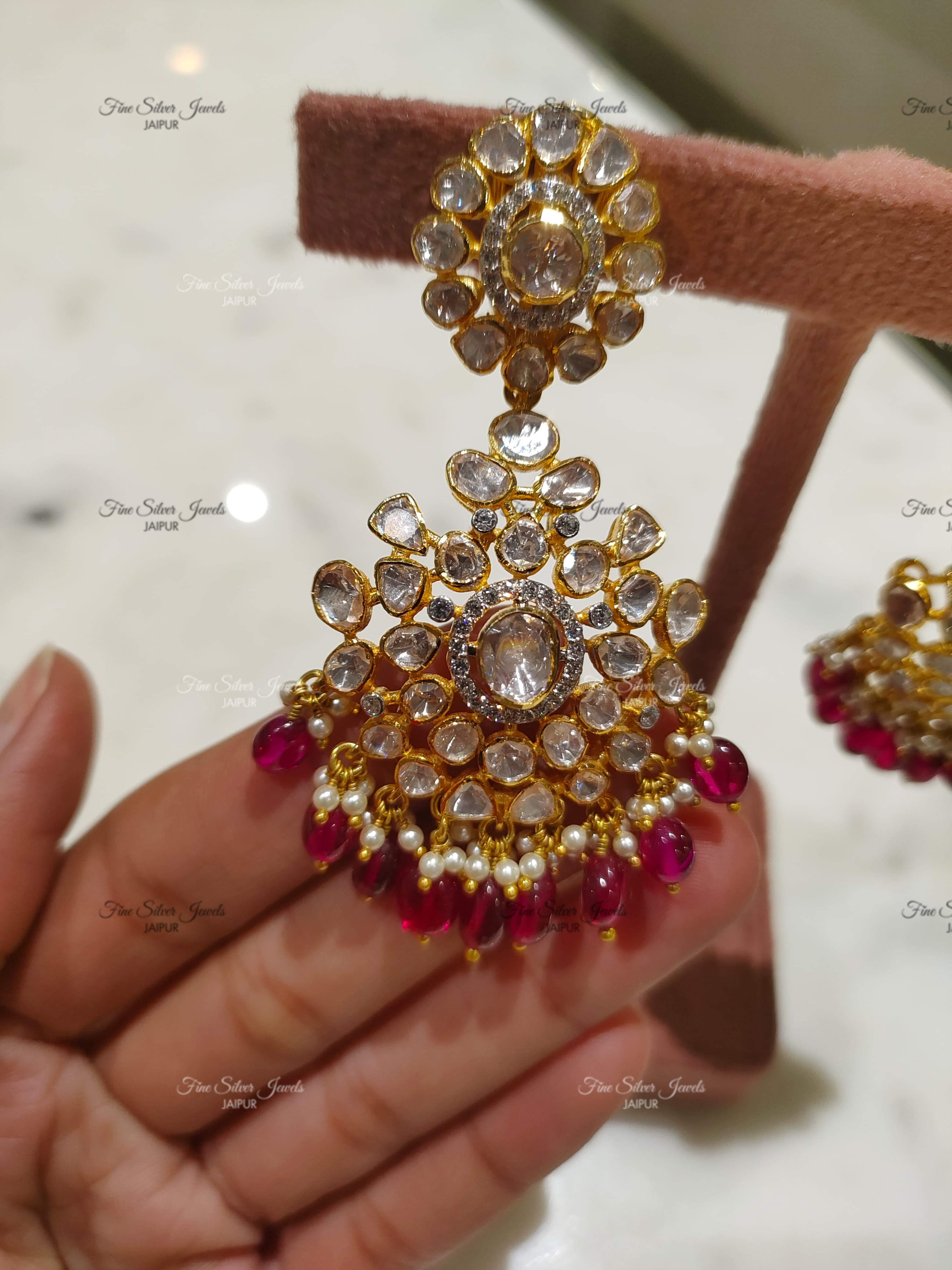 925 Silver Shloka Chandbali Earrings