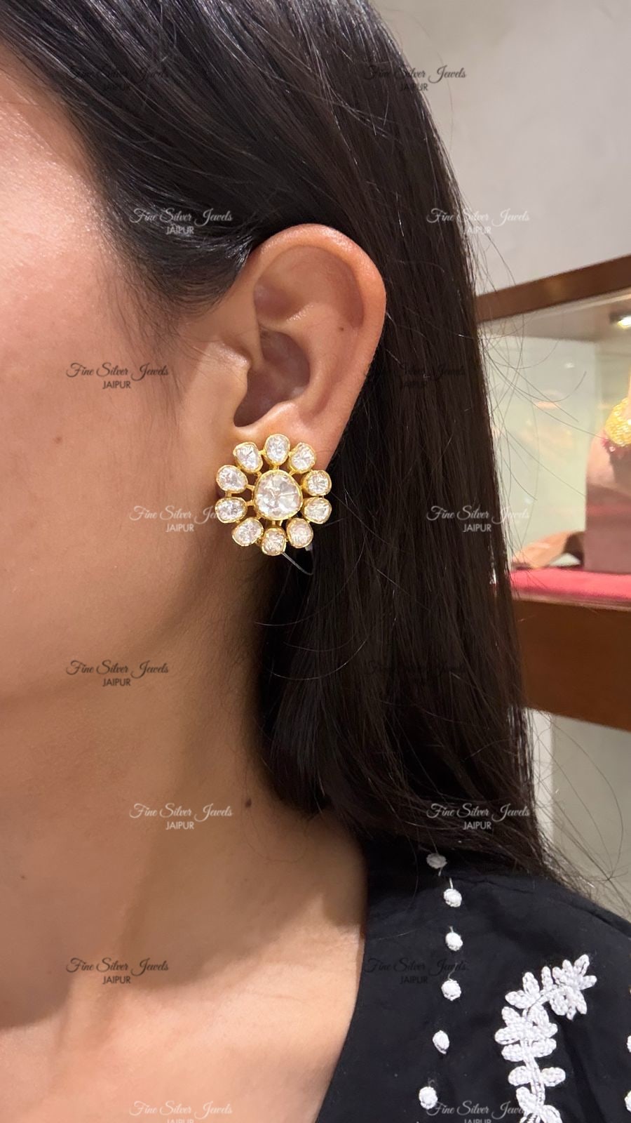 925 Silver Jyotsna Polki Earrings
