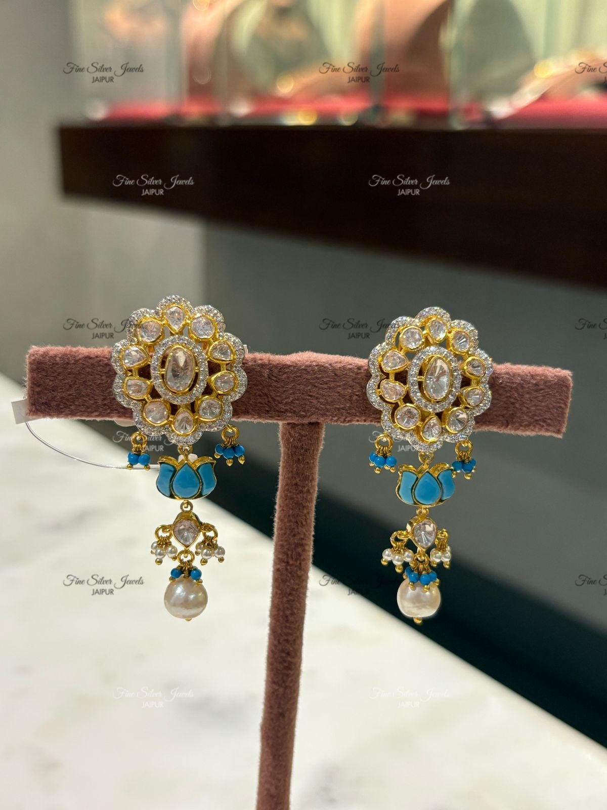 925 Silver Gulaal Polki Necklace Set