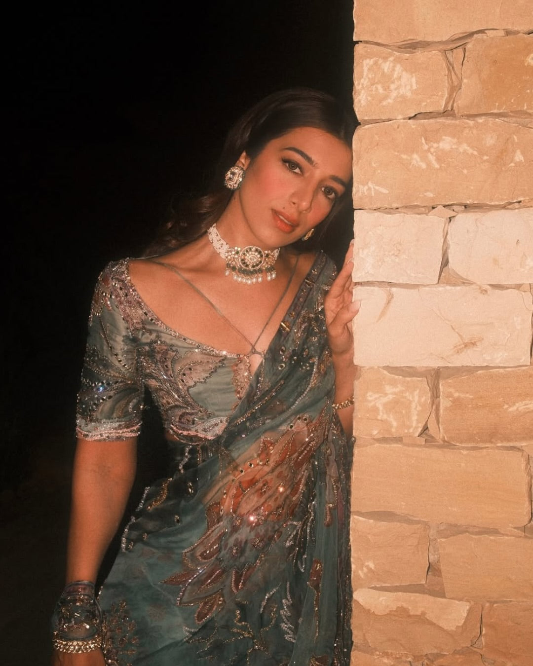 925 silver Raas polki choker Set