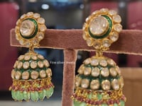 925 Silver Meena Jhumka Earrings