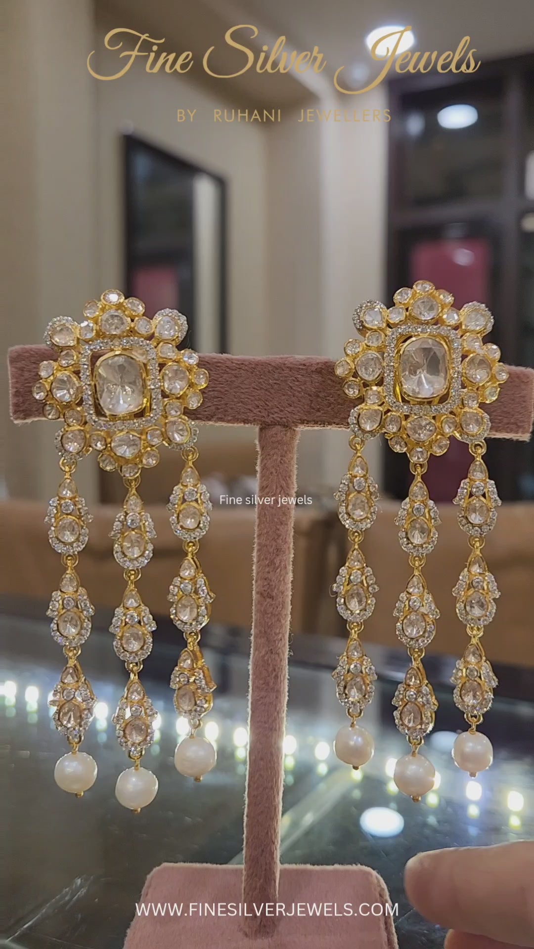 925 Silver Shaina Polki Earrings