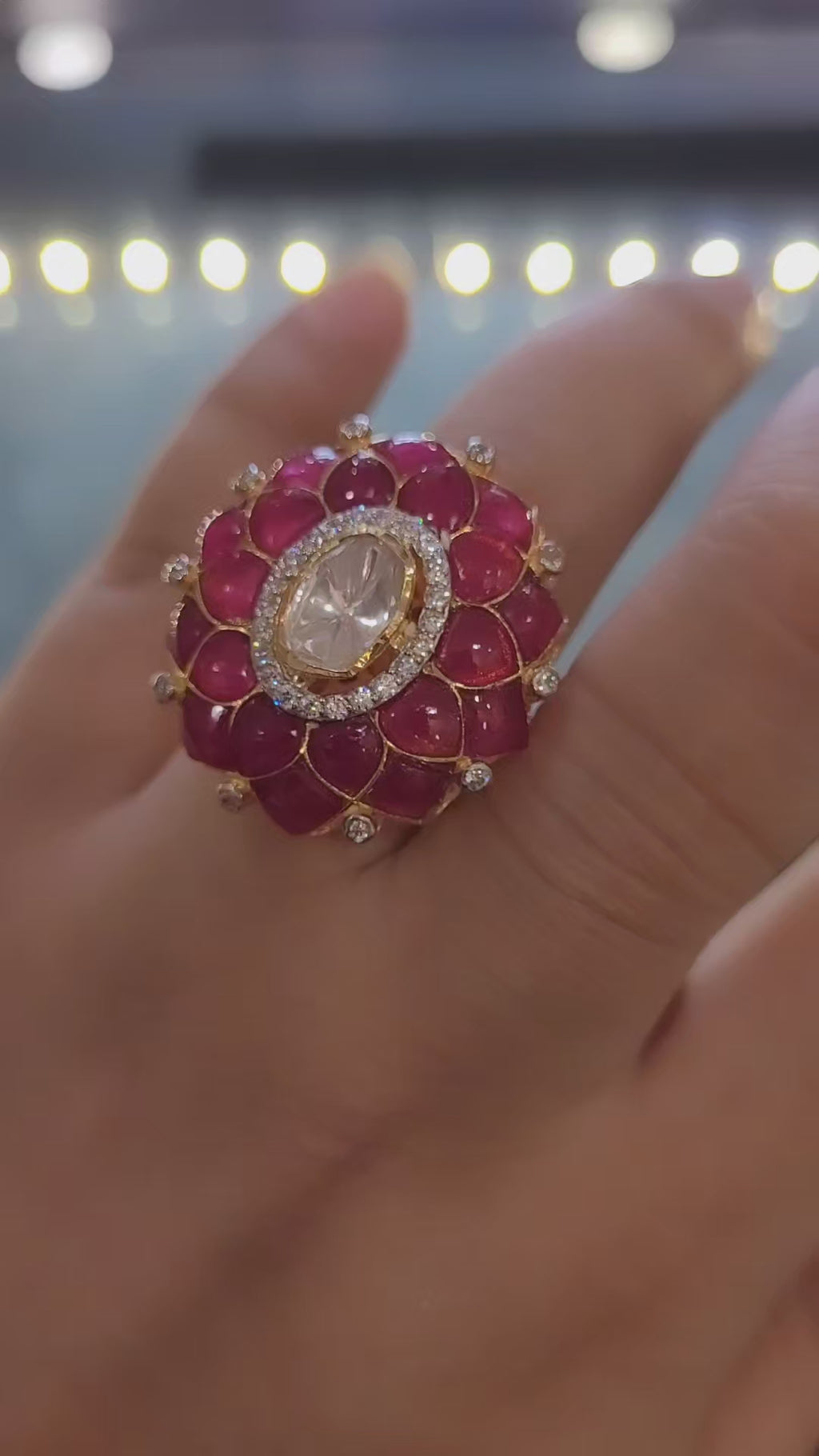 925 Silver Noor Polki Ring