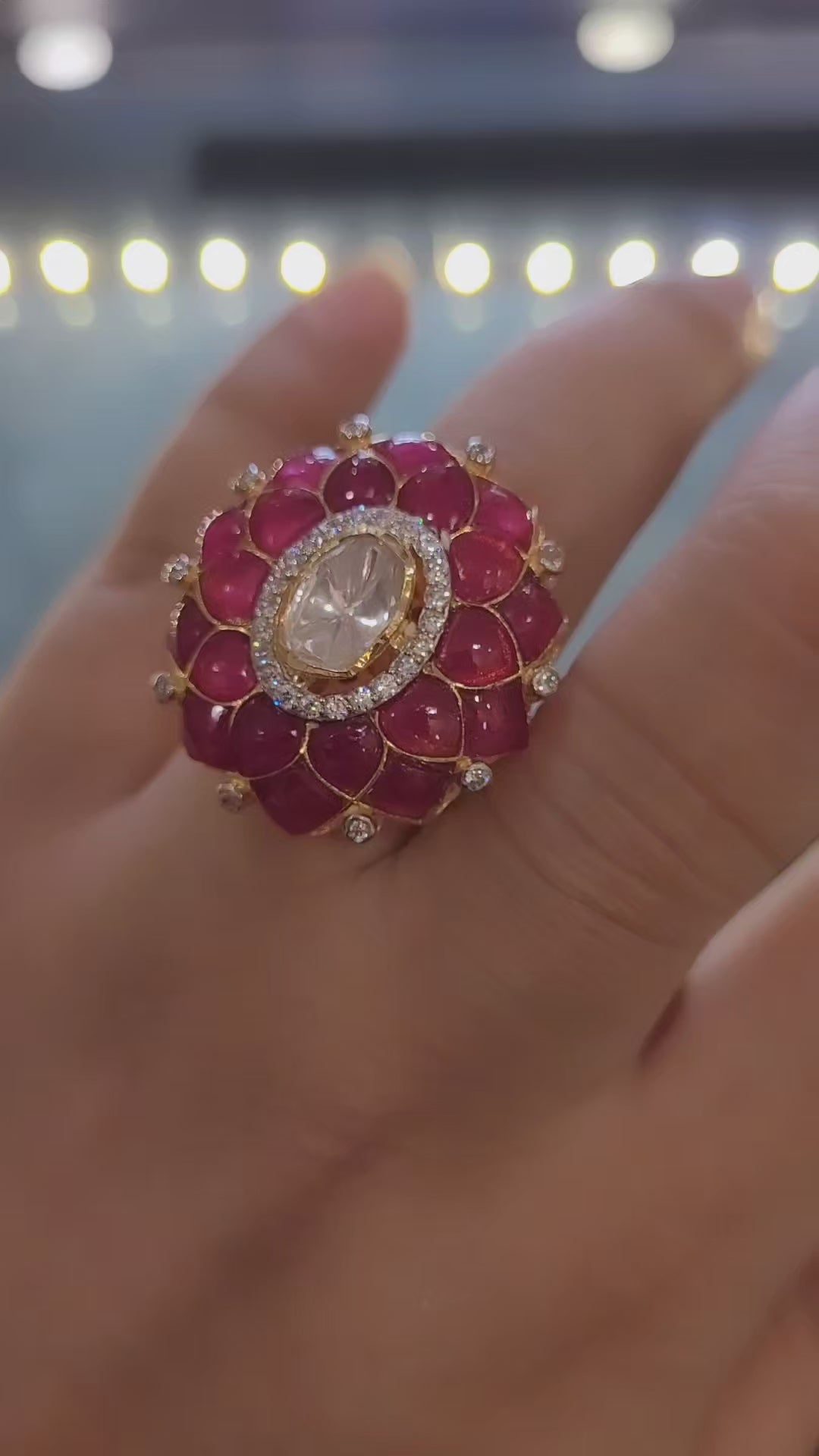 925 Silver Noor Polki Ring