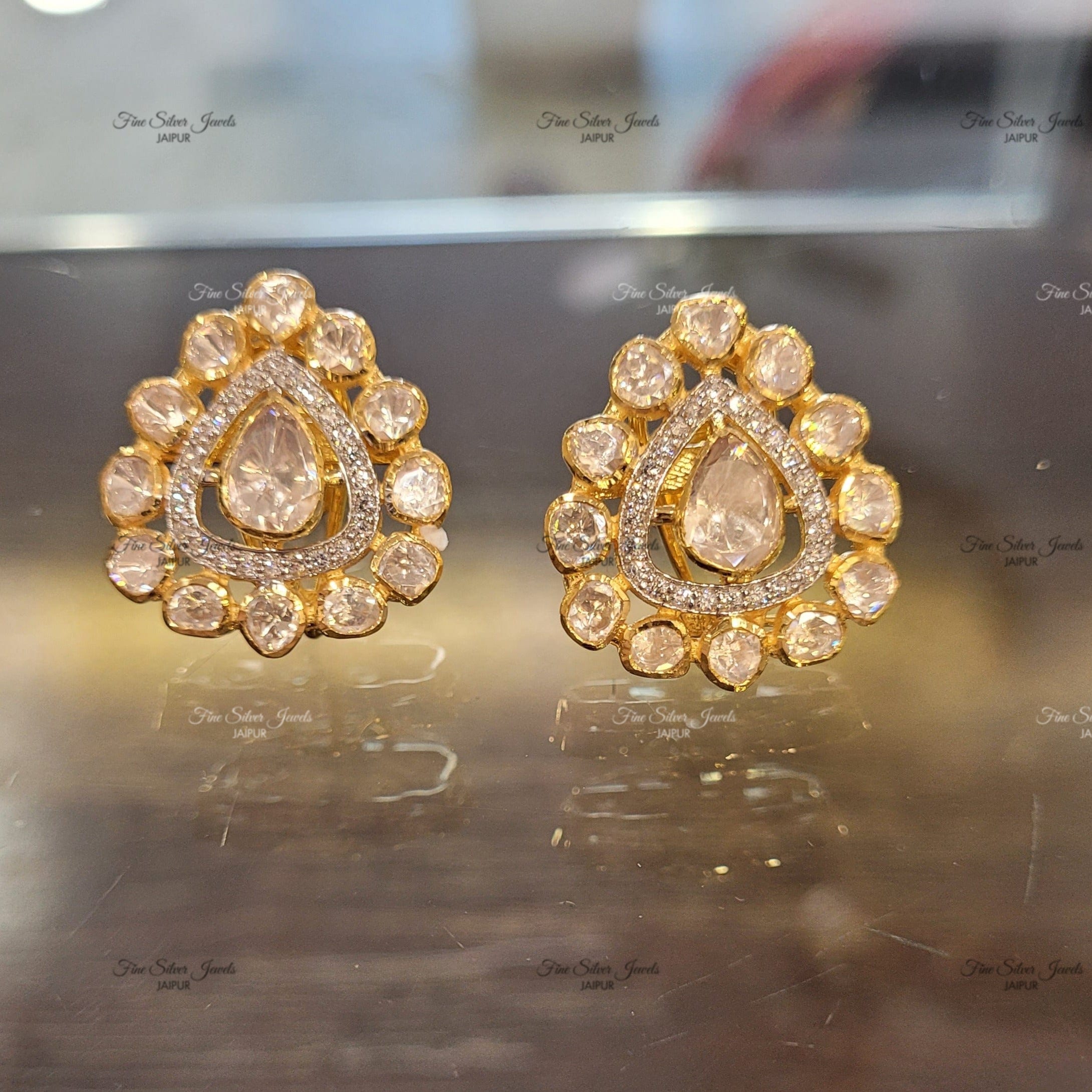 KANKASH POLKI STUD EARRING finesilverjewels