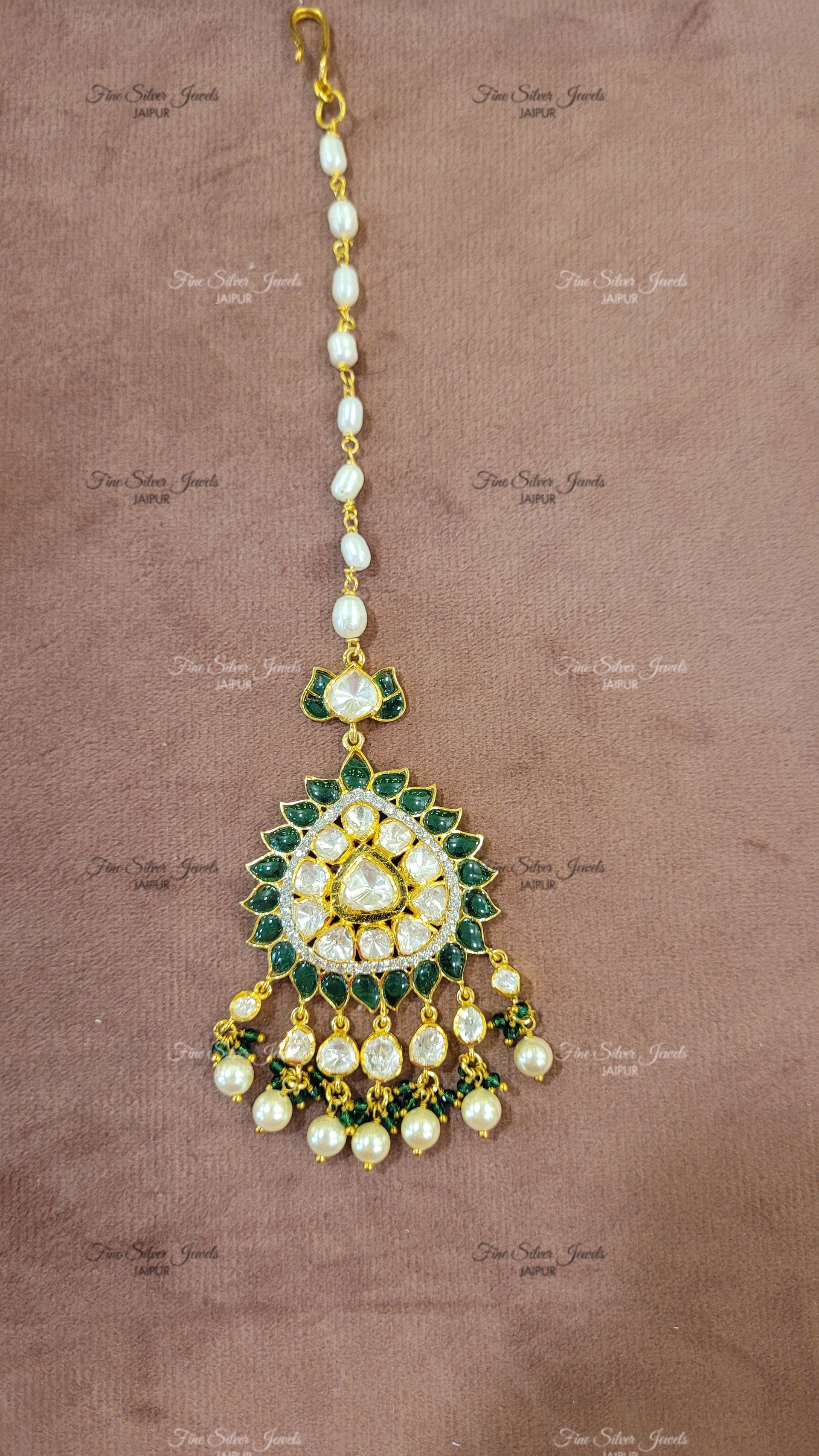 GREEN MOISSANITE MANGTIKKA finesilverjewels