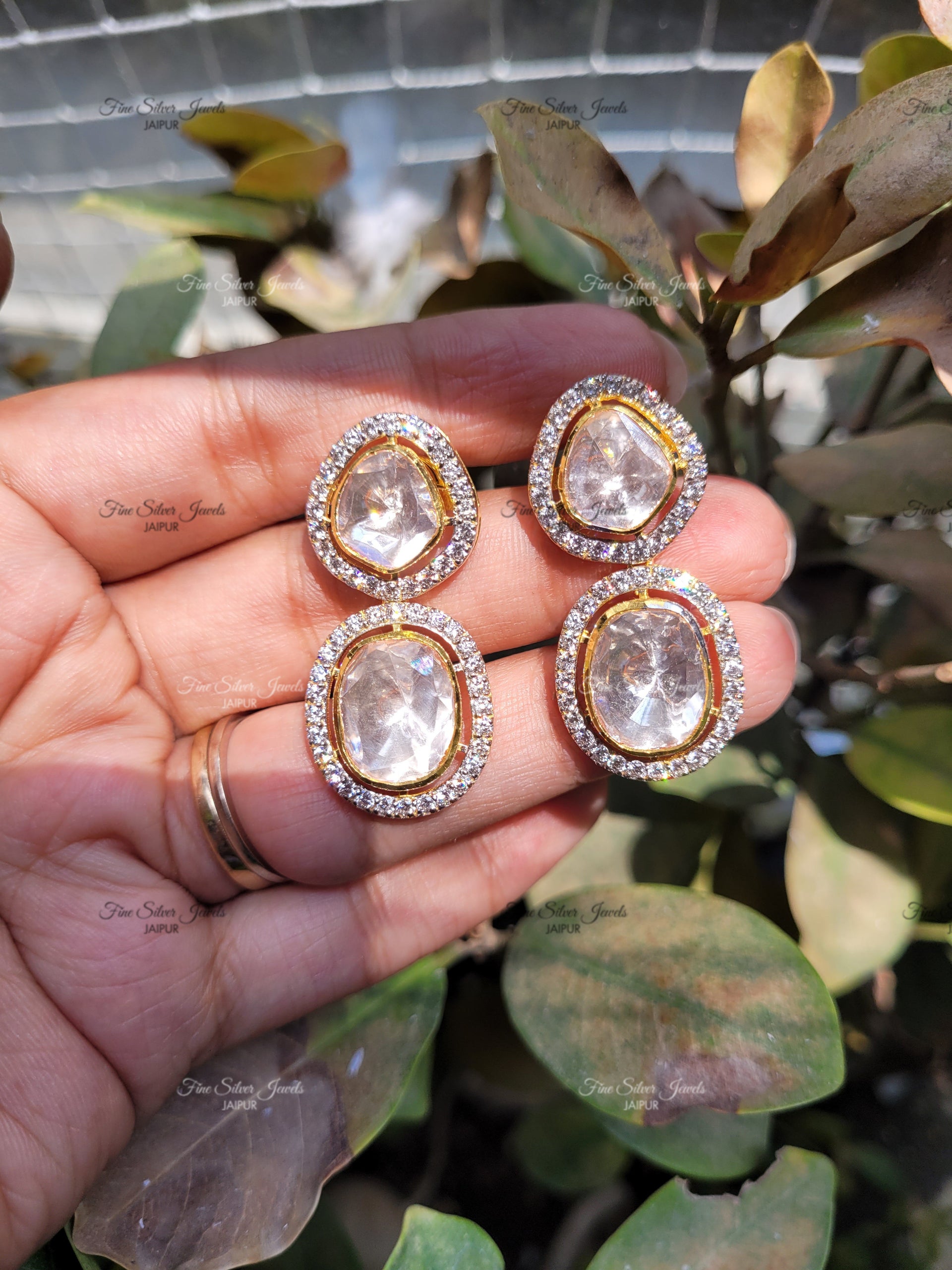 GOLD FINISH POLKI EARRINGS finesilverjewels