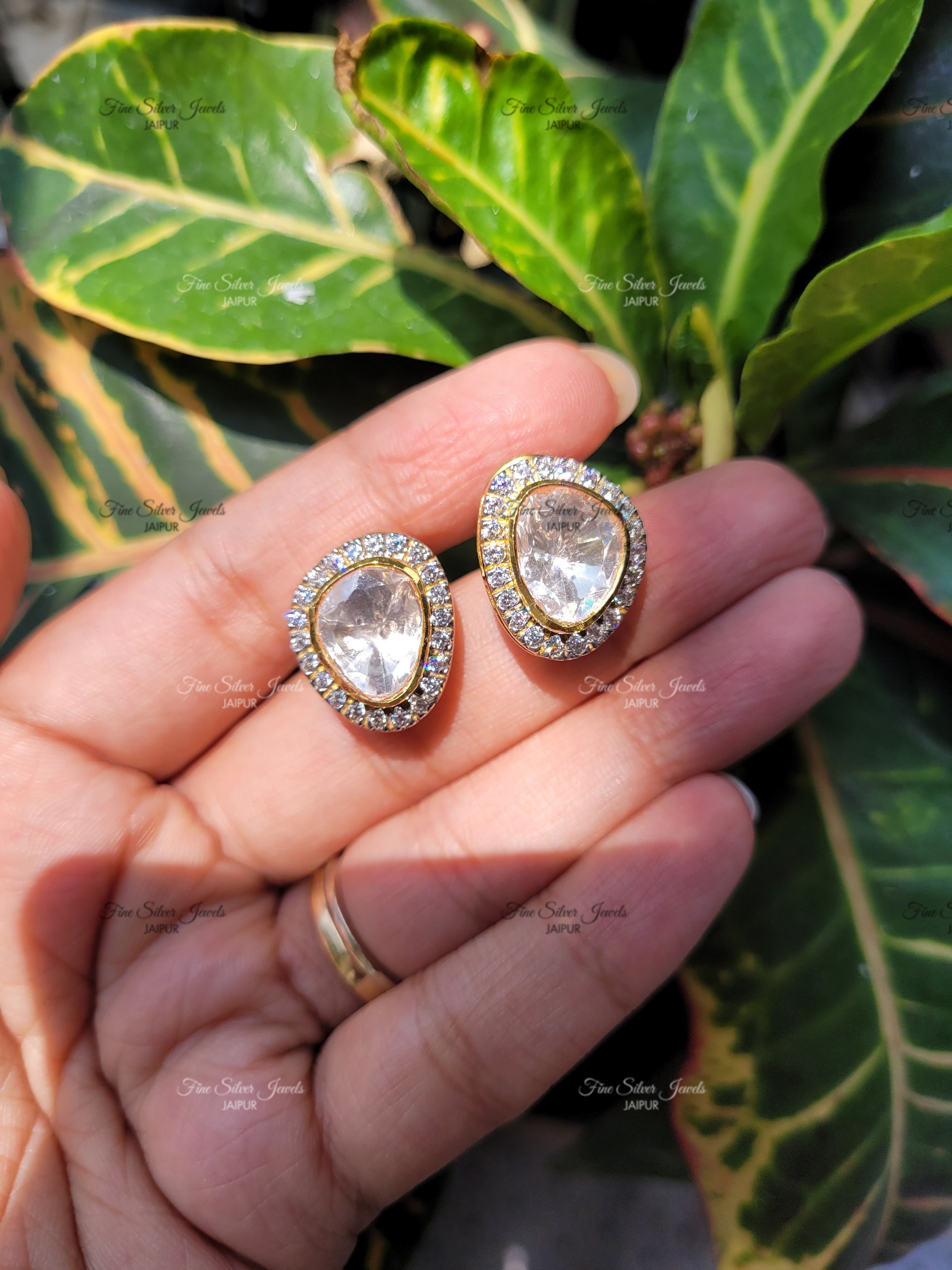 TRIANGLE POLKI STUDS finesilverjewels