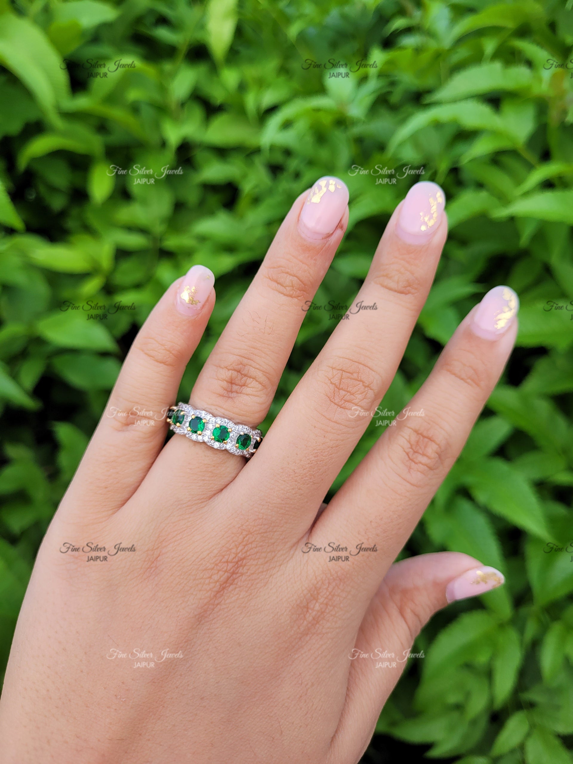 GREEN COCKTAIL BAND finesilverjewels