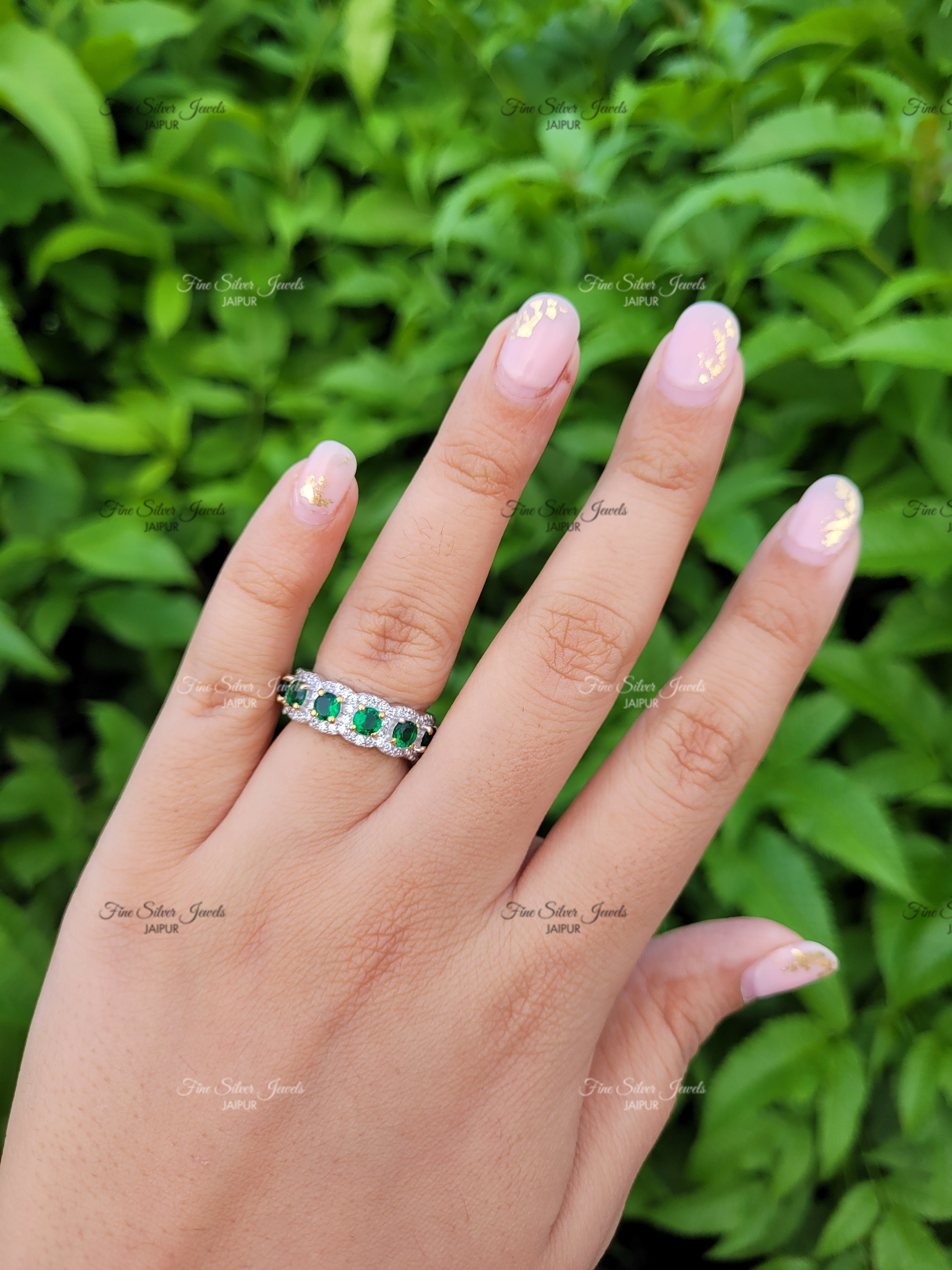 GREEN COCKTAIL BAND finesilverjewels