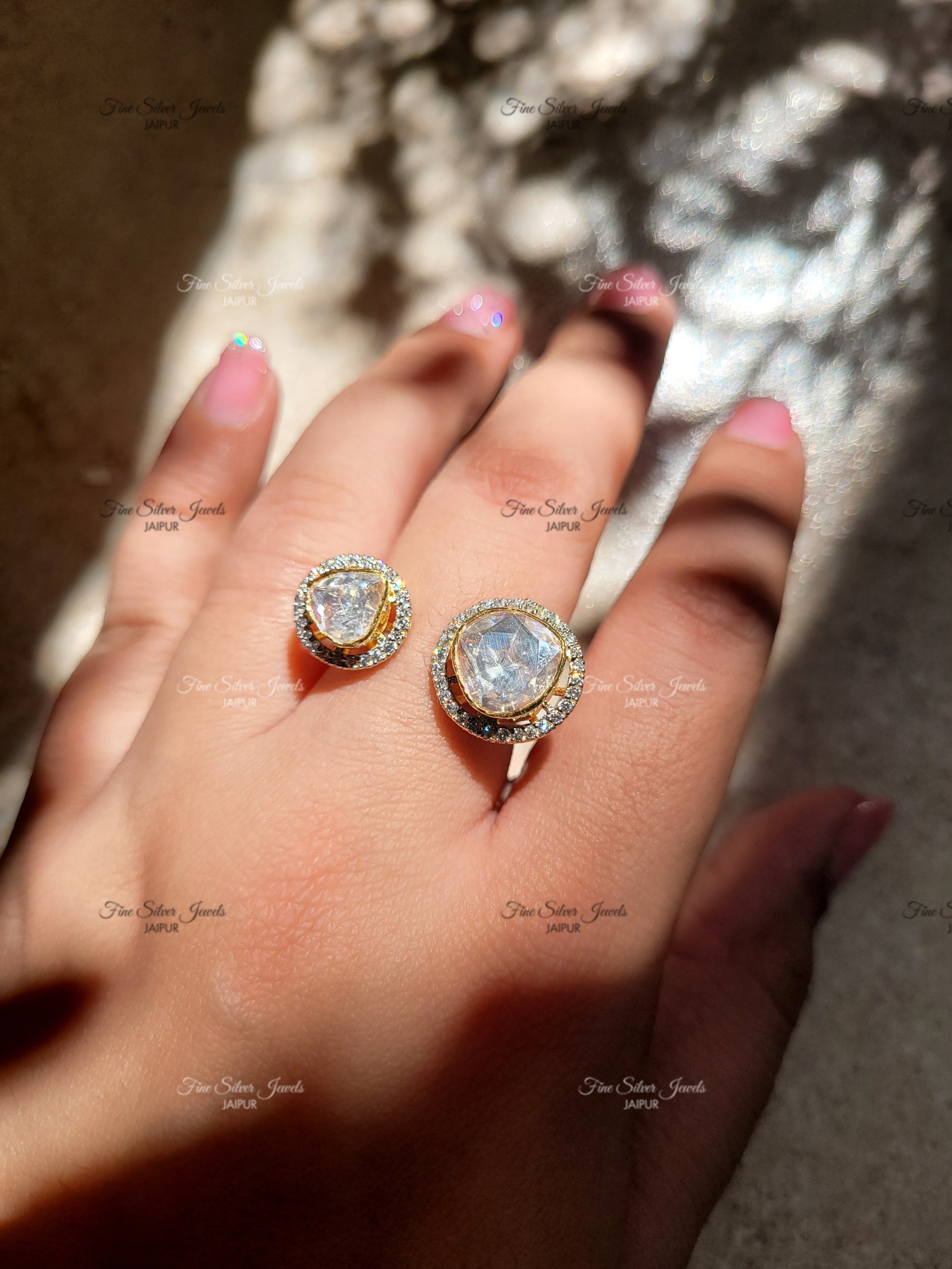 92.5 silver Double polki ring finesilverjewels