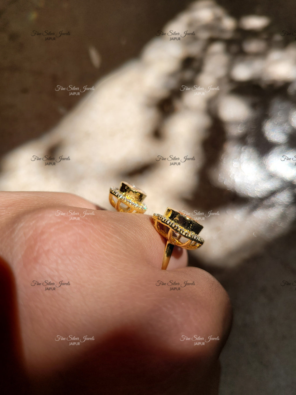 92.5 silver Double polki ring finesilverjewels