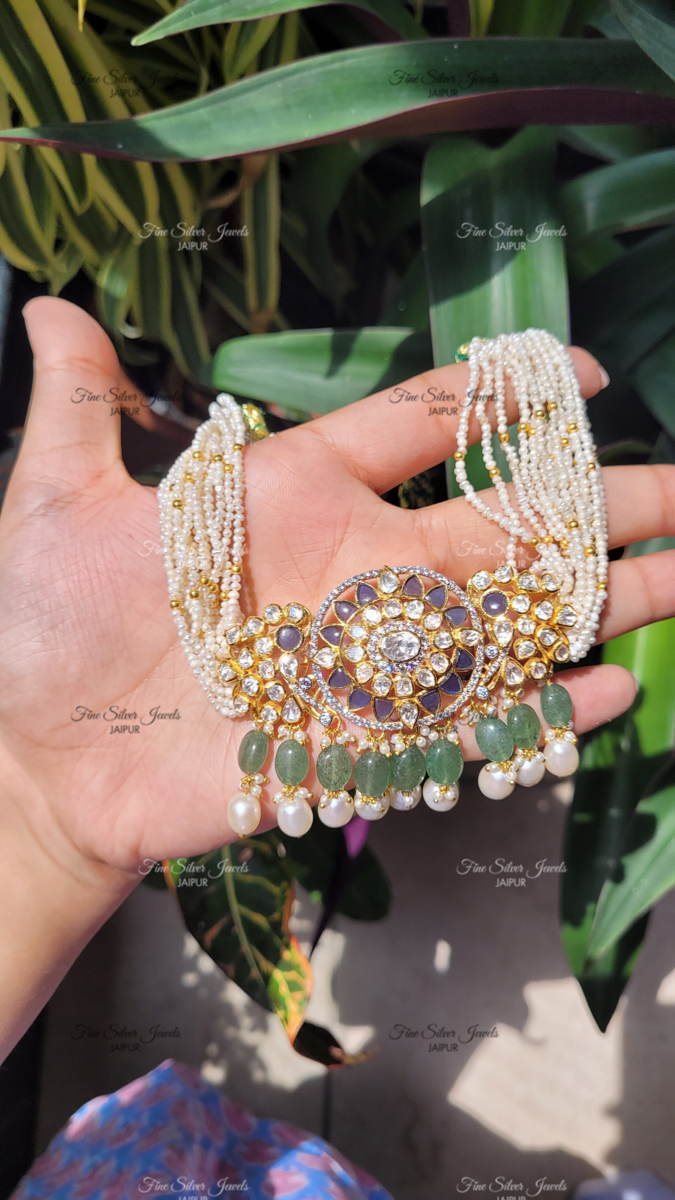 925 silver Raas polki choker finesilverjewels