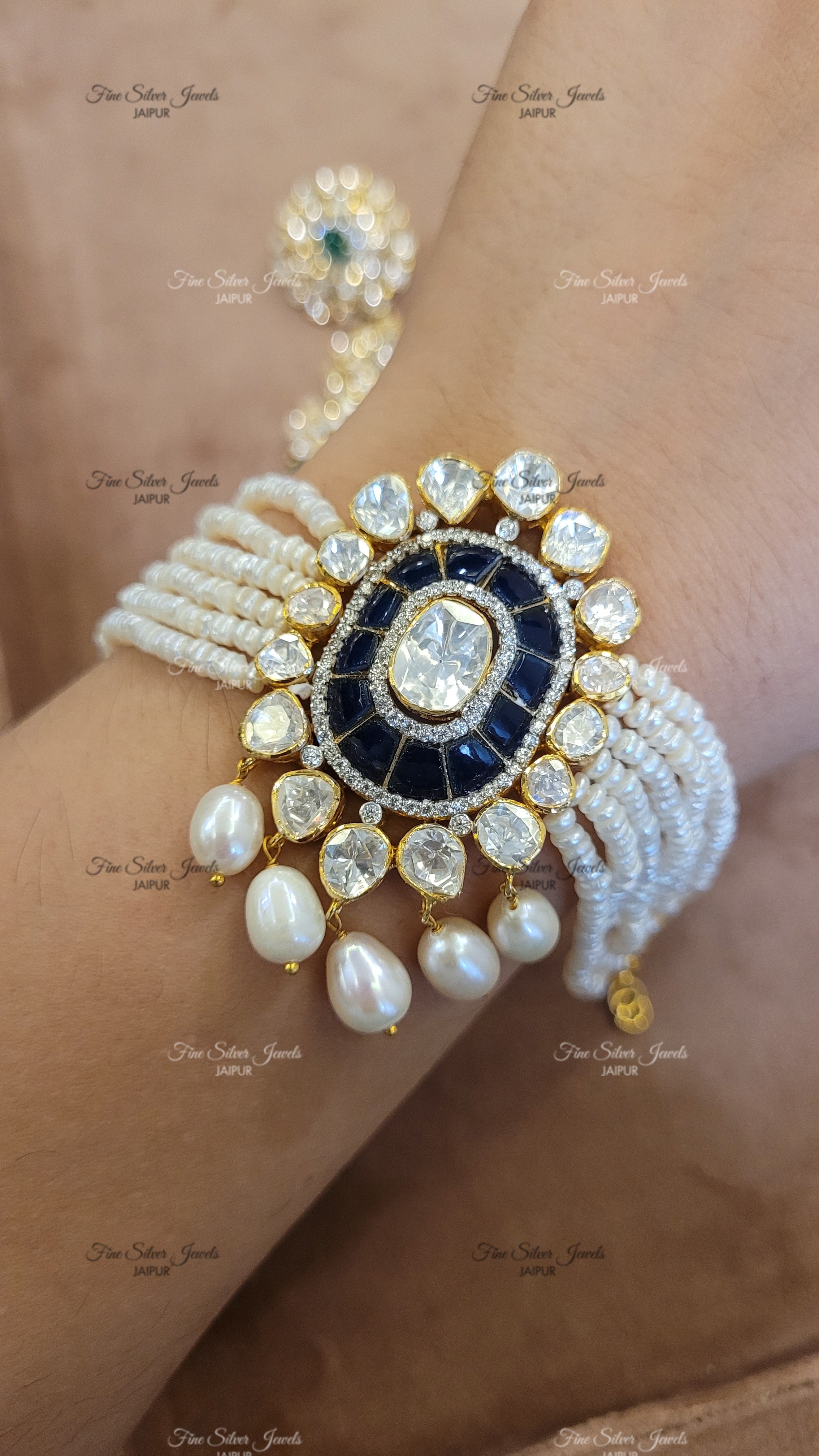 NAVY PEARL BRACELET finesilverjewels