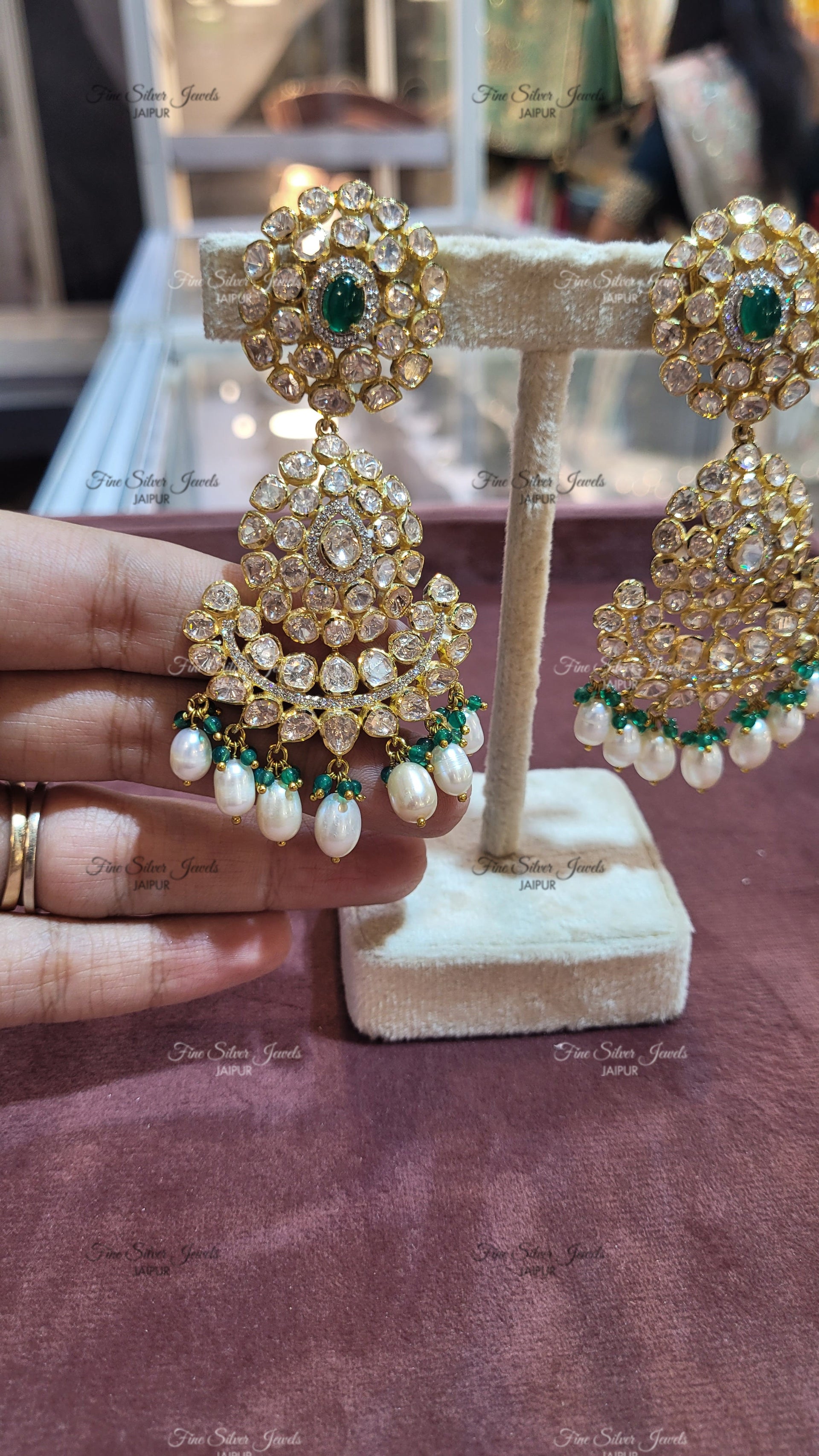 WEDDING POLKI CHANDBALI EARRINGS finesilverjewels