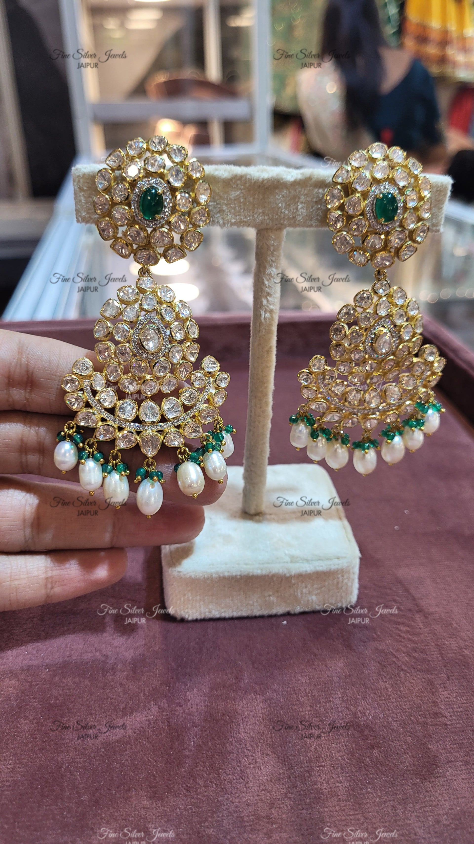 WEDDING POLKI CHANDBALI EARRINGS finesilverjewels