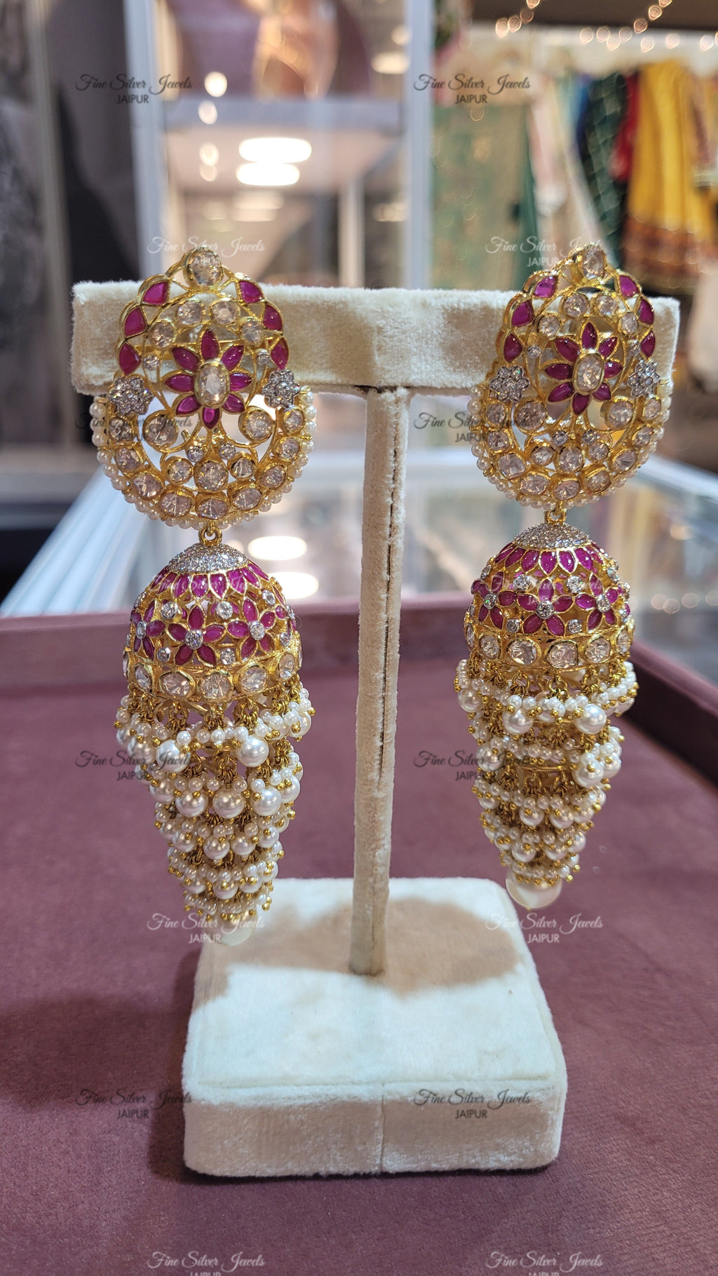 RUBY POLKI JHUMKA EARRINGS finesilverjewels